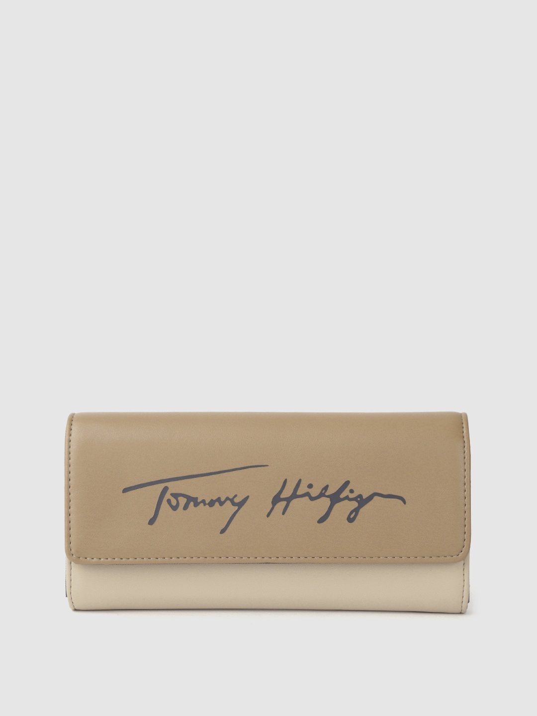 

Tommy Hilfiger Women Brown Typography Printed PU Two Fold Wallet