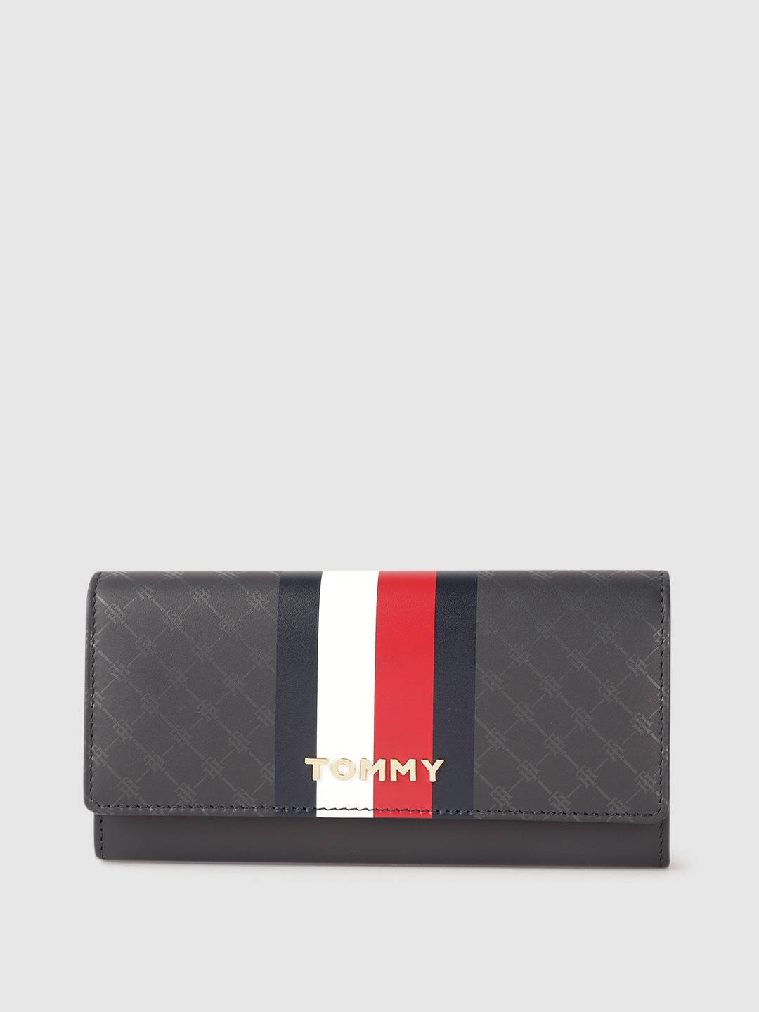 

Tommy Hilfiger Women Navy Blue Printed Leather Envelope