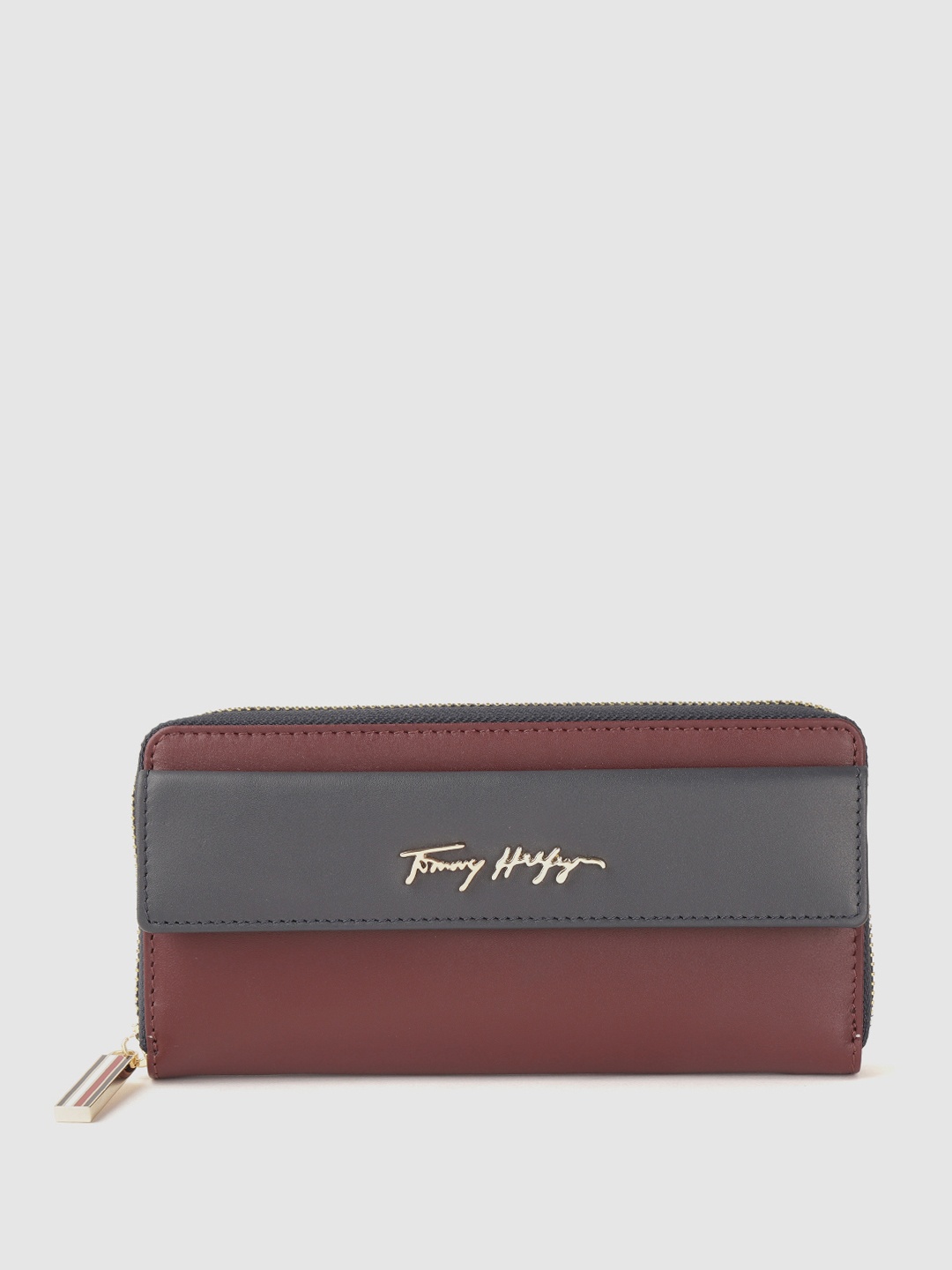 

Tommy Hilfiger Women Brown & Grey Colourblocked Leather Zip Around Wallet