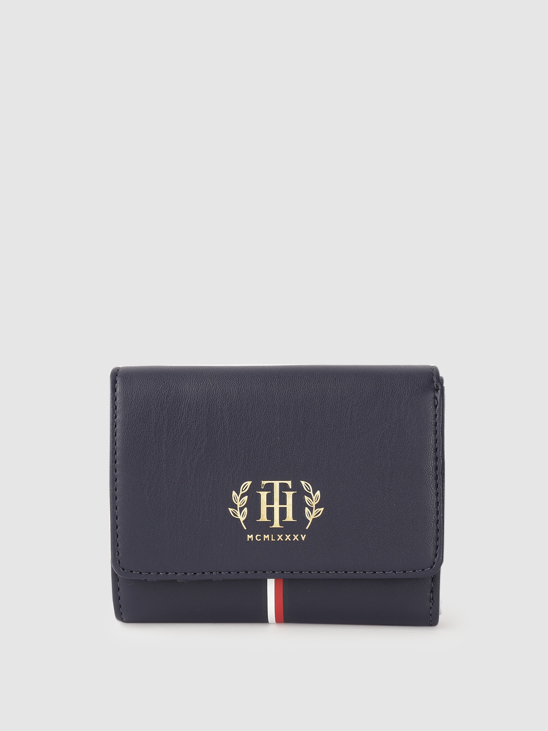 

Tommy Hilfiger Women Navy Blue Printed PU Three Fold Wallet