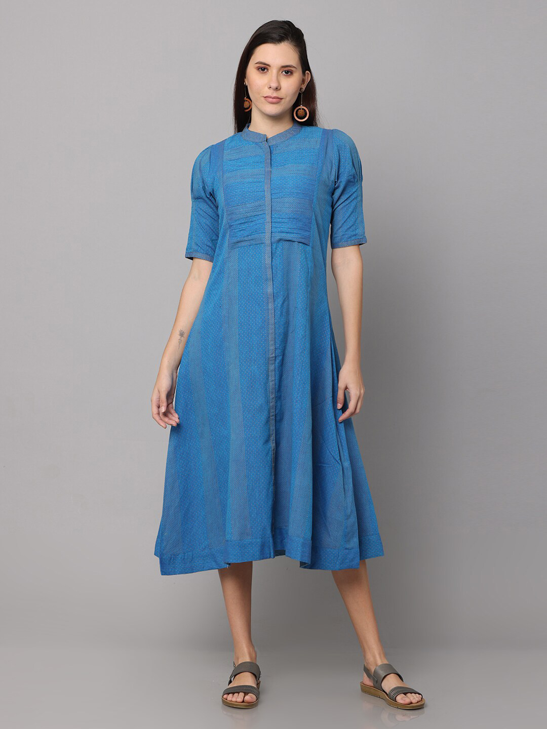 

NAYRA Blue A-Line Midi Dress