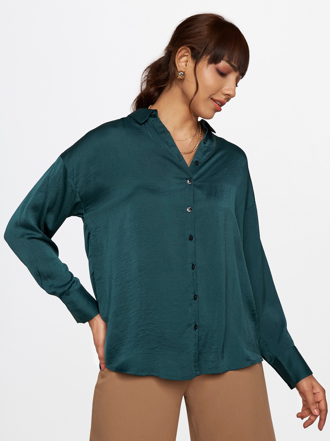 

AND Women Teal Casual Shirt