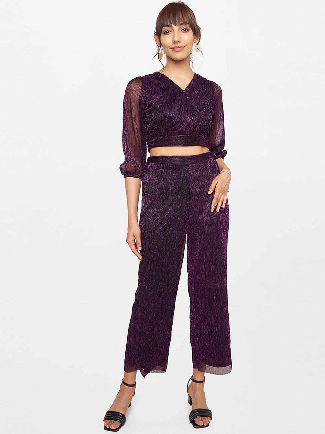 

AND Women Purple Top with Trousers