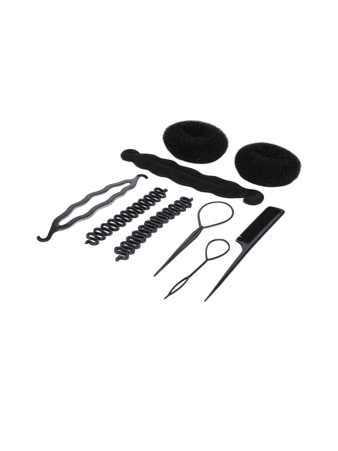 

CHRONEX Set Of 9 Banana Bumpit Hair Puff Up Maker Donut Magic Bun Topsy Tail Ponytail Holder, Black