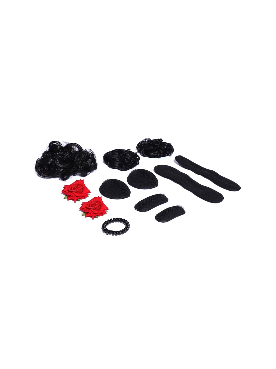 

CHRONEX Set Of 12 Hair Accessories With Free Hair Juda For Party & Festives, Black
