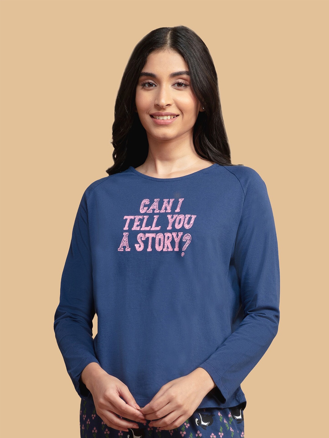 

Nykd Women Blue Typography Printed T-shirt