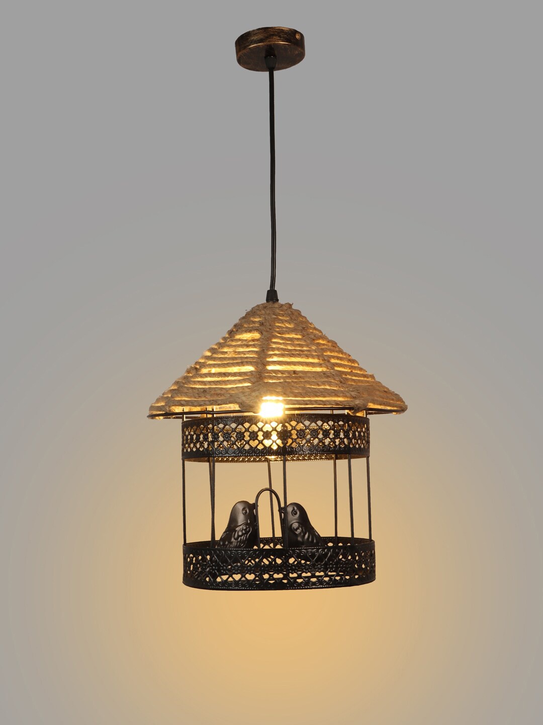 

foziq Black Metal Bird Cage Design Ceiling Lamps