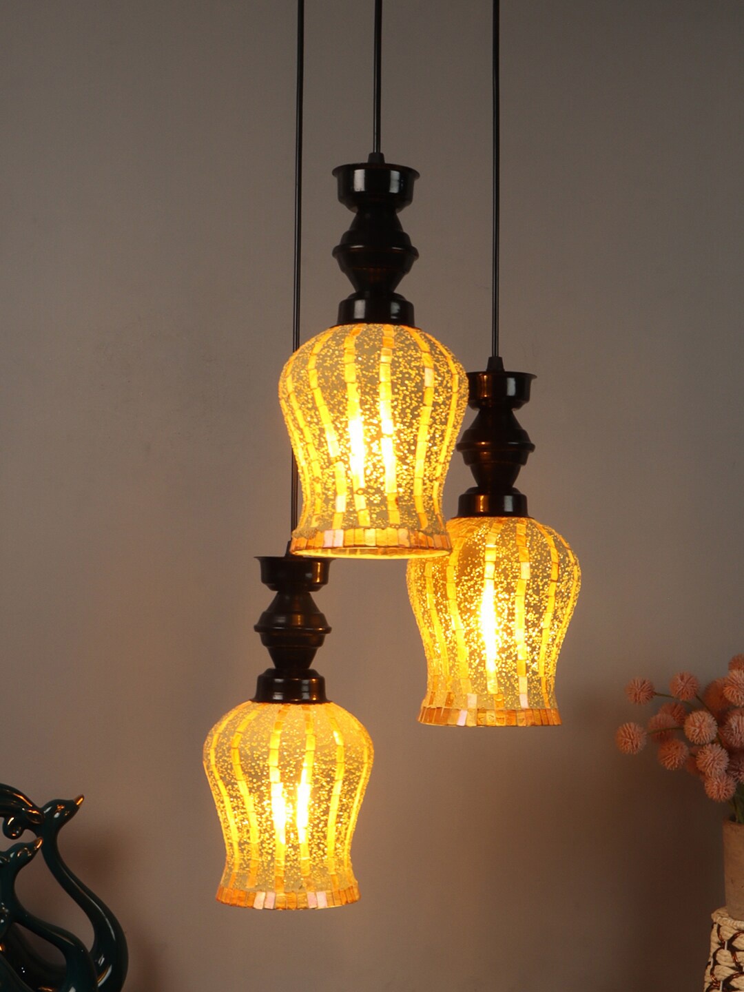 

foziq Black & Gold-Toned Textured Ceiling Lamps