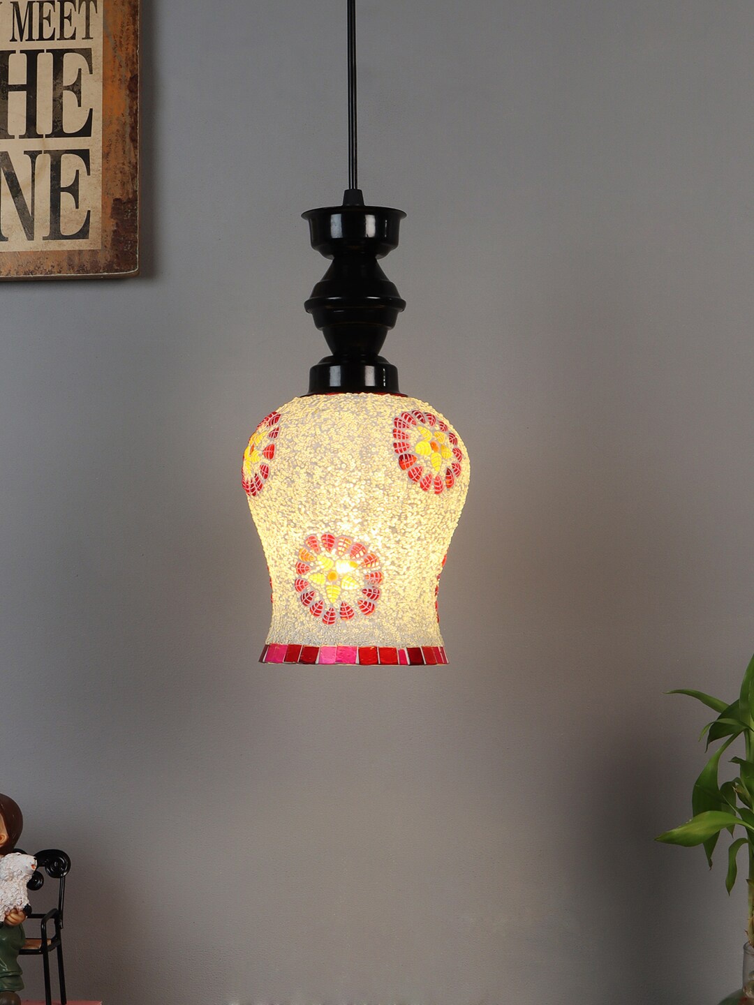 foziq Black & White Textured Contemporary Ceiling Lamp