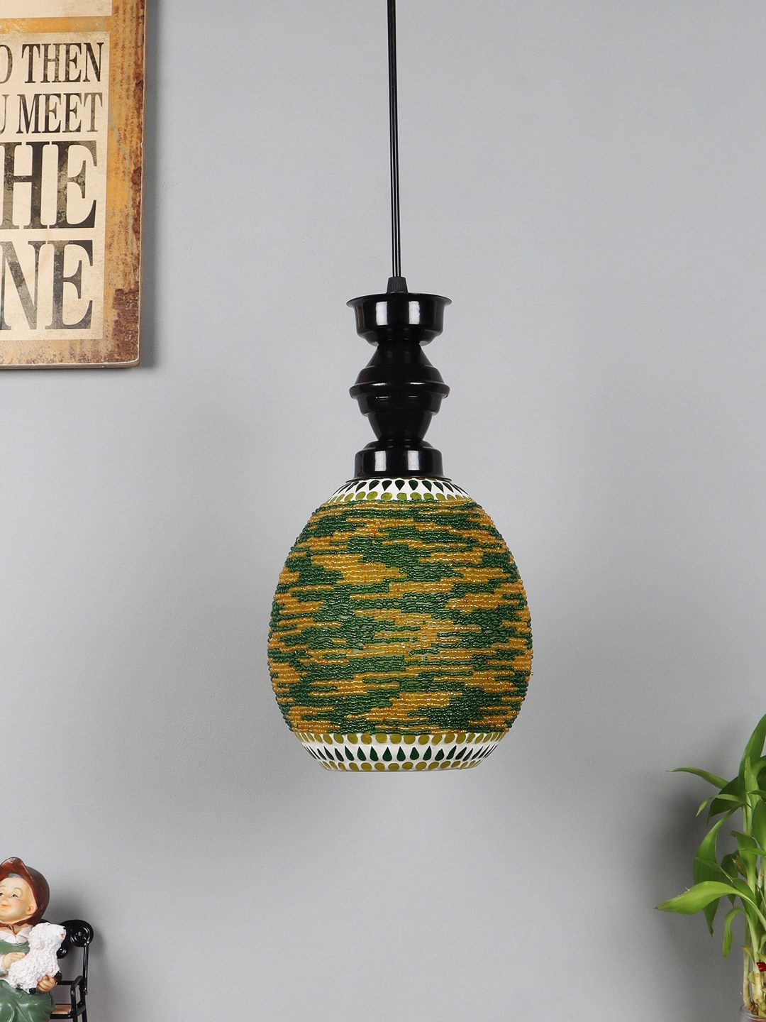 

foziq Black Textured Spherical Ceiling Lamps