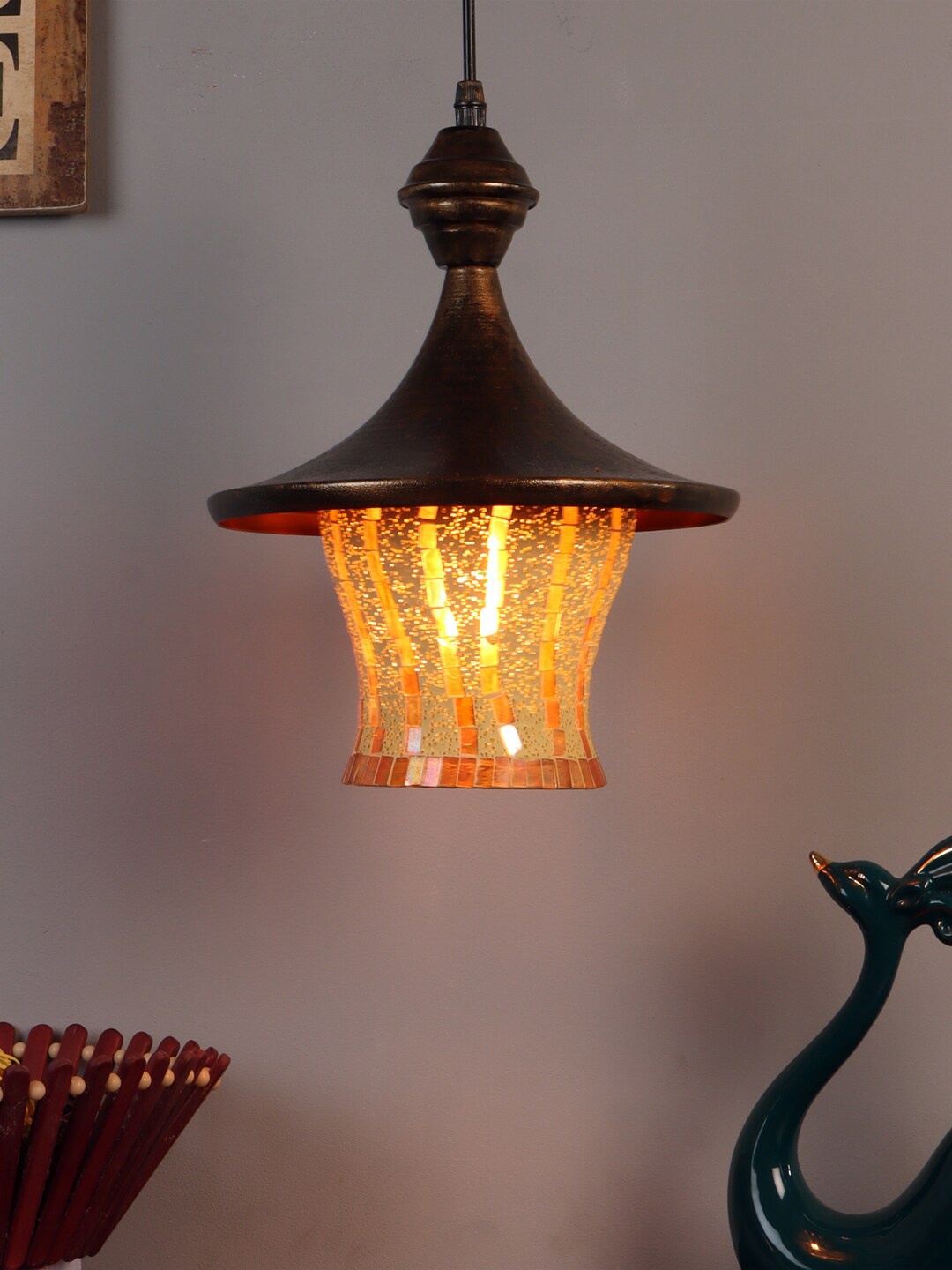 

foziq Gold-Toned Printed Ceiling Lamps