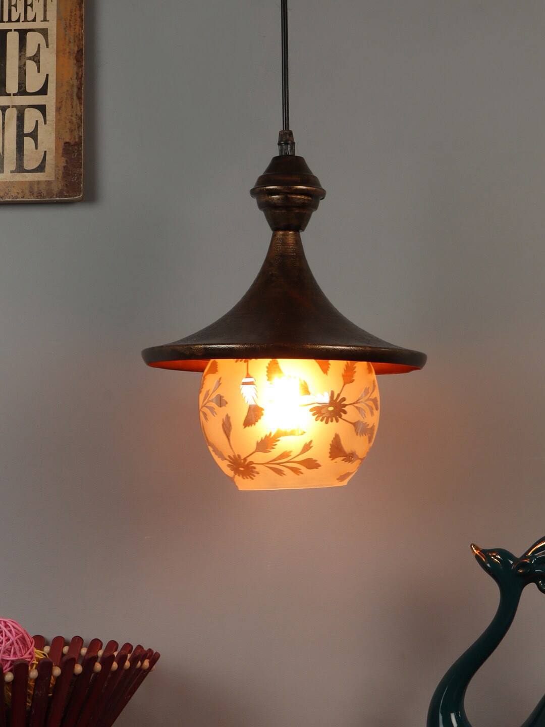 

foziq Gold-Toned Printed Ceiling Lamps