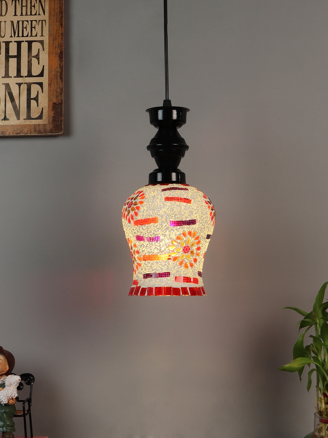 

FOZIQ Black & White Textured Ceiling Lamp
