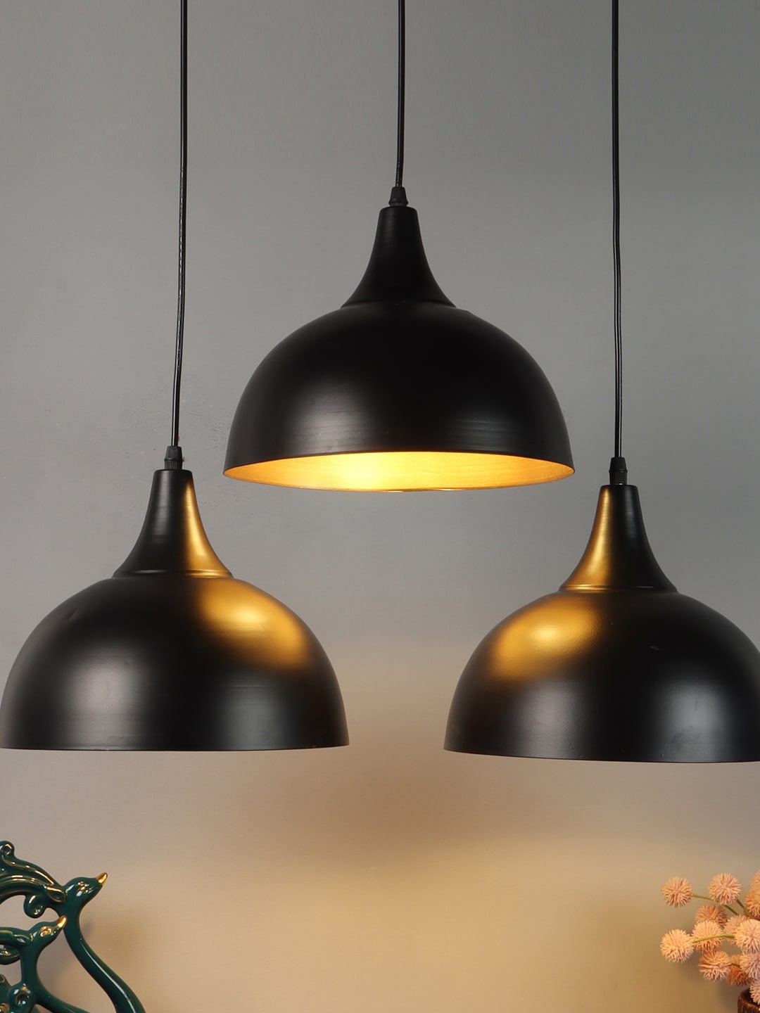 foziq Black Solid Metal Ceiling Pendant Lamp