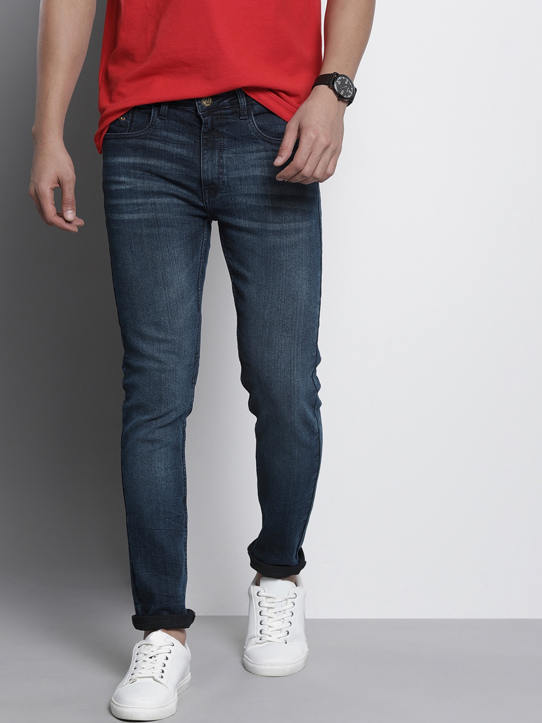 

The Indian Garage Co Men Jean Skinny Fit Light Fade Stretchable Jeans, Blue
