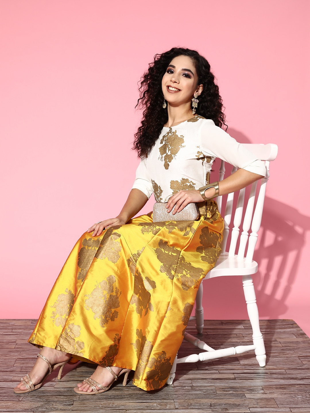 

Juniper Beautiful White Printed Ready to Wear Lehenga Choli