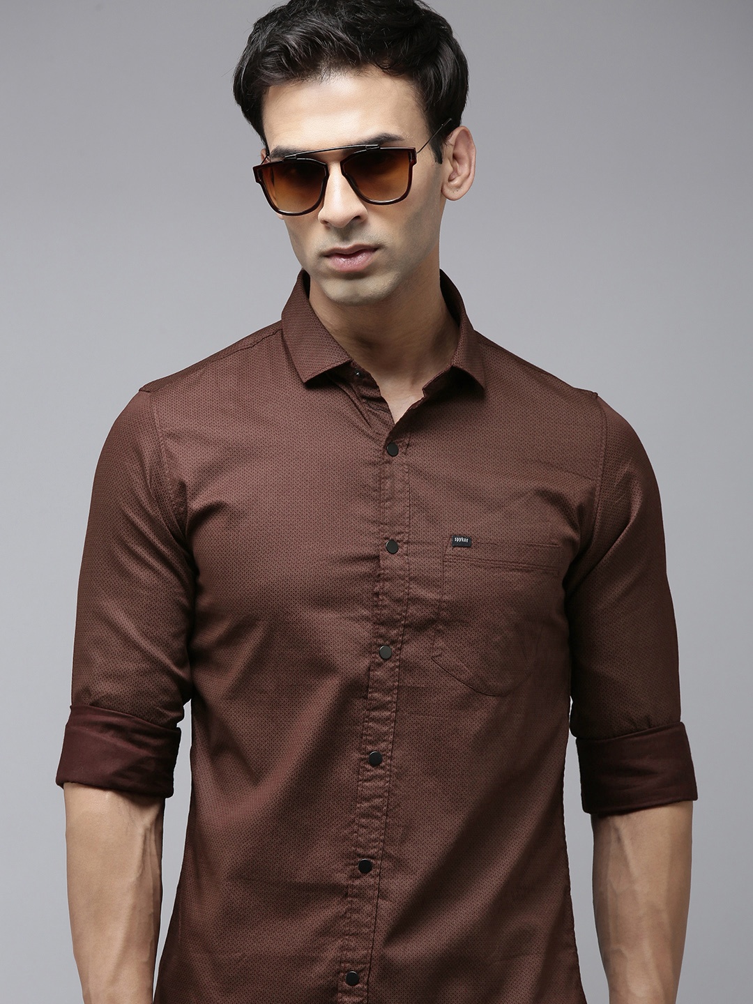 

SPYKAR Printed Casual Shirt, Maroon