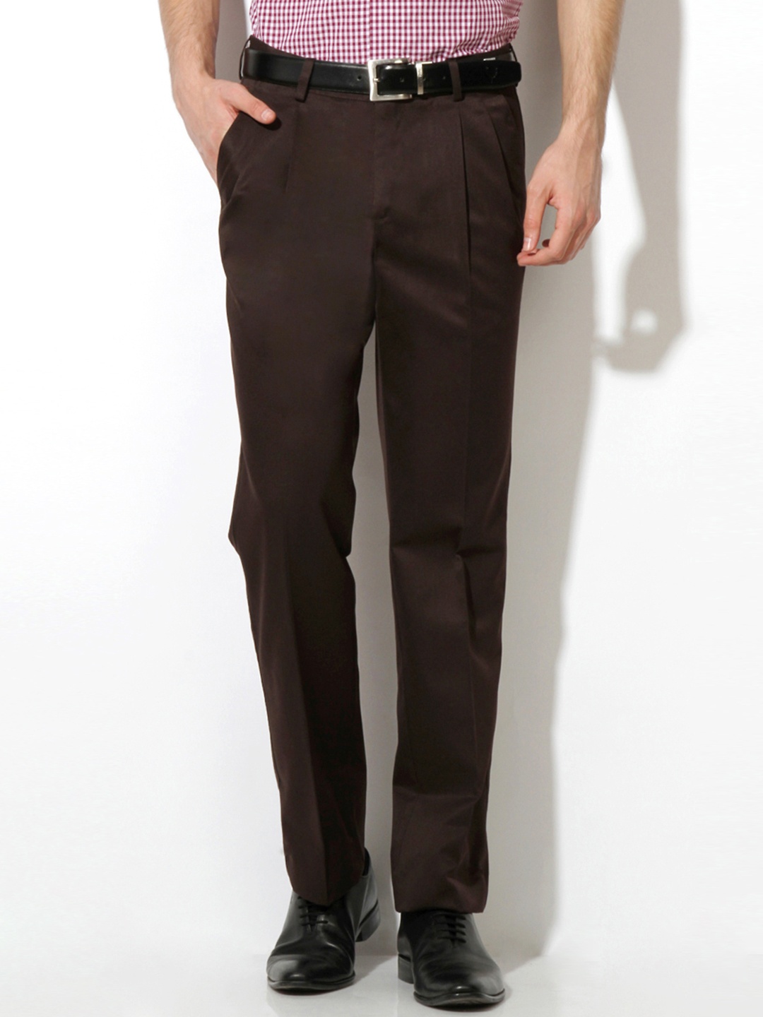 

Van Heusen Men Brown Solid Formal Trousers