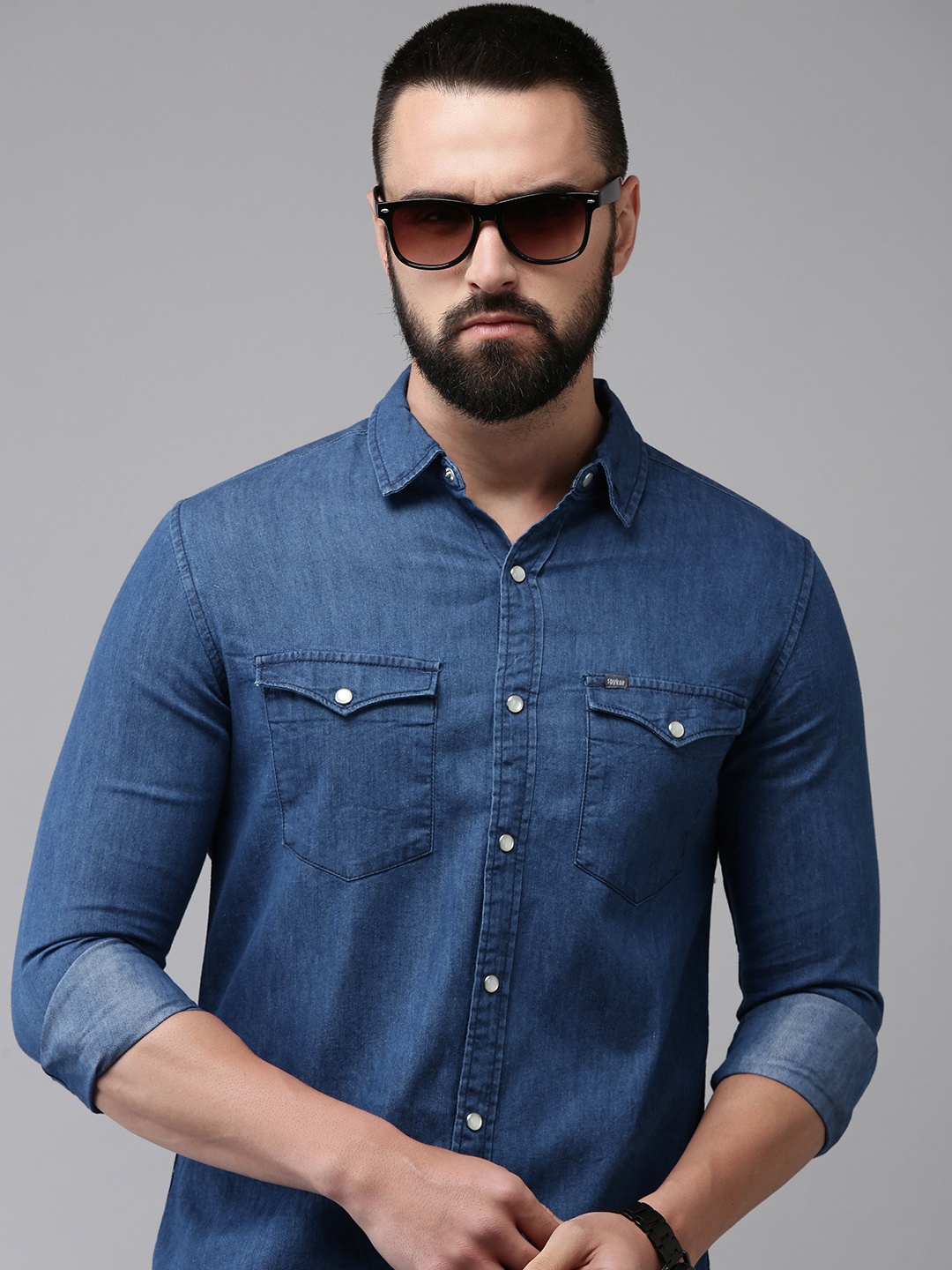 

SPYKAR Solid Slim Fit Casual Shirt, Blue