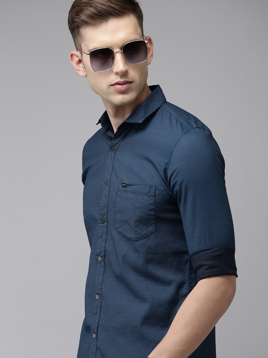 

SPYKAR Printed Casual Shirt, Blue