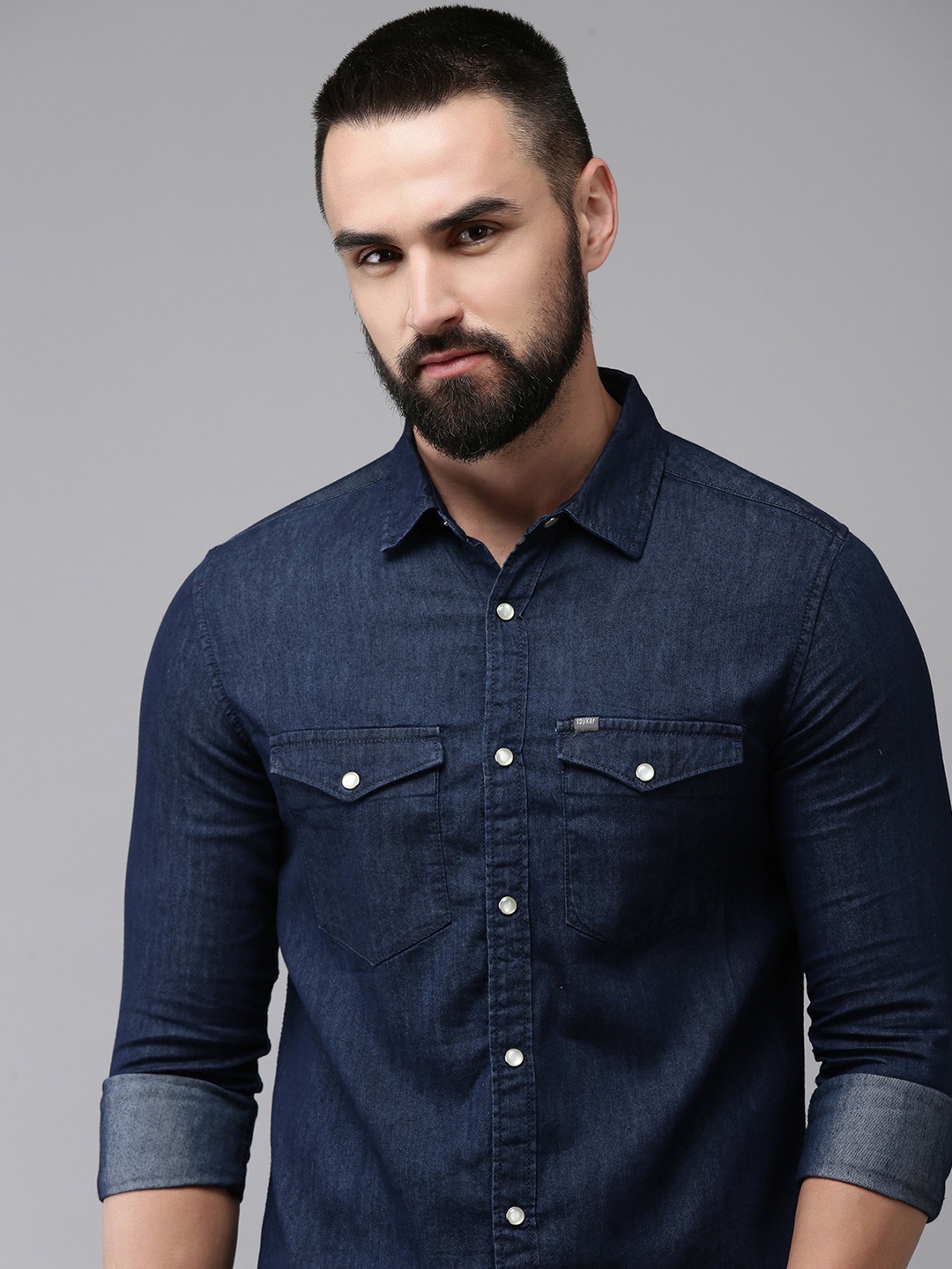 

SPYKAR Slim Fit Solid Casual Shirt, Blue