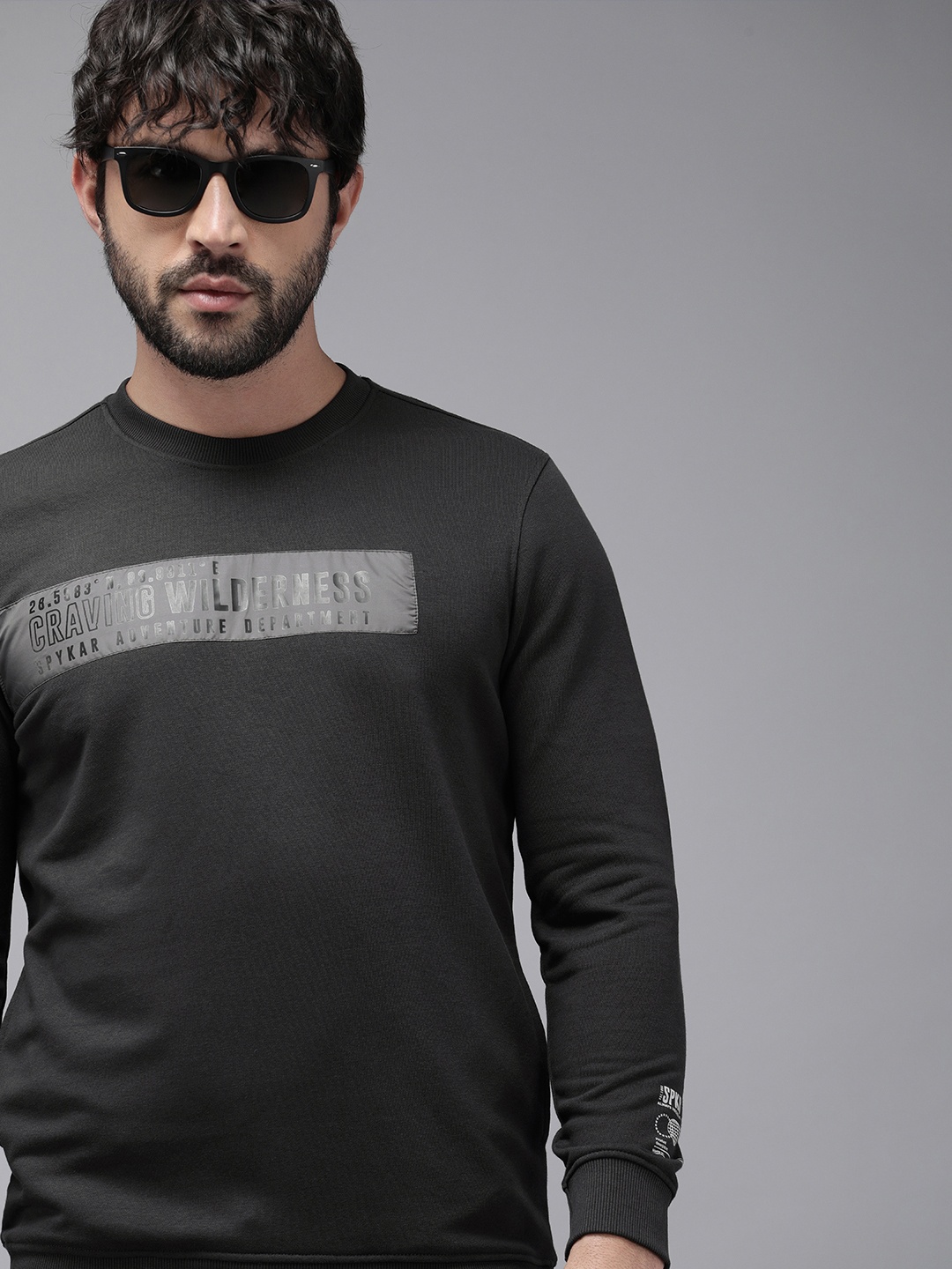 

SPYKAR Men Printed Sweatshirt, Black