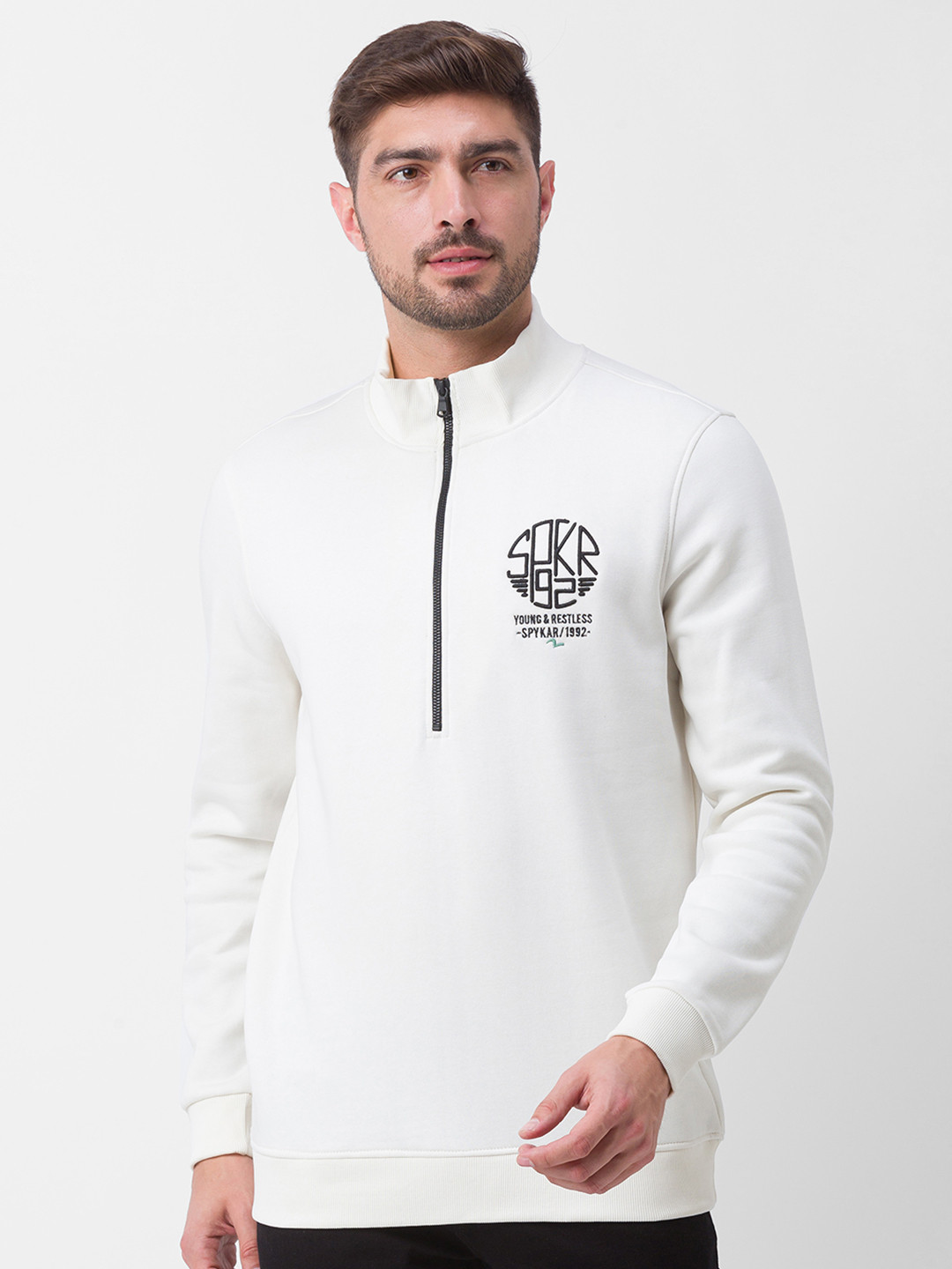 

SPYKAR Brand Logo Printed Pullover Sweatshirt, White