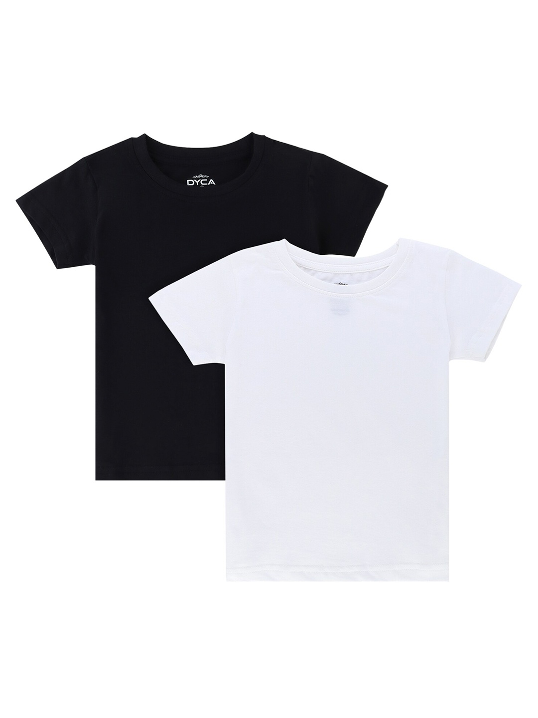 

DYCA Girls Pack Of 2 White & Black Round Neck Half Sleeves T-shirt