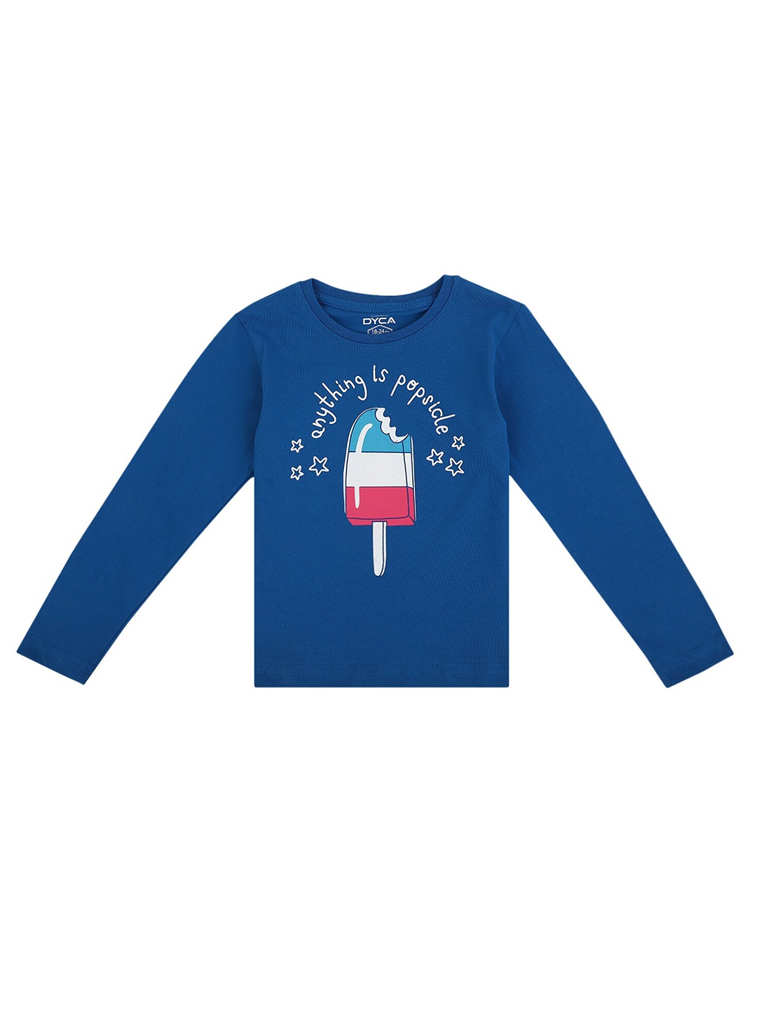 

DYCA Girls Blue & Red Printed Round Neck Full Sleeves T-shirt