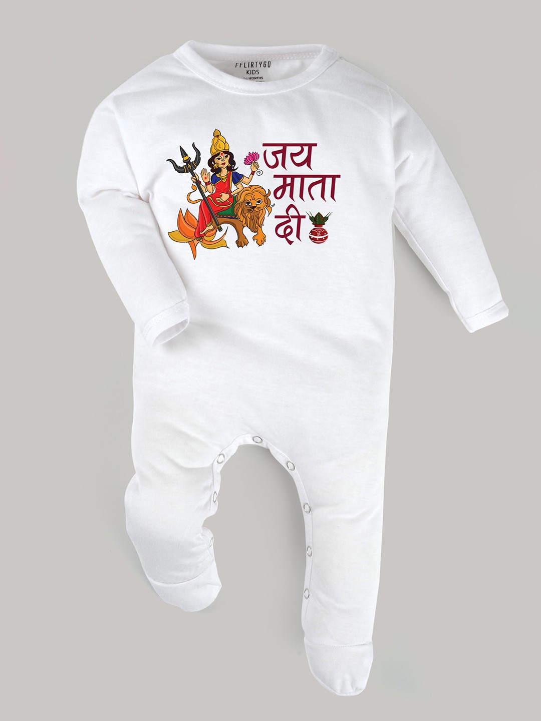 

FFLIRTYGO Kids White & Red Printed Cotton Rompers