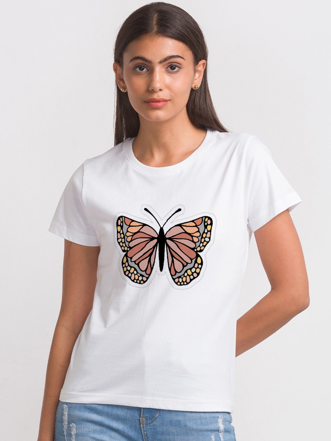 

FashionRack Women White & Brown Printed Cotton Lounge Tshirts