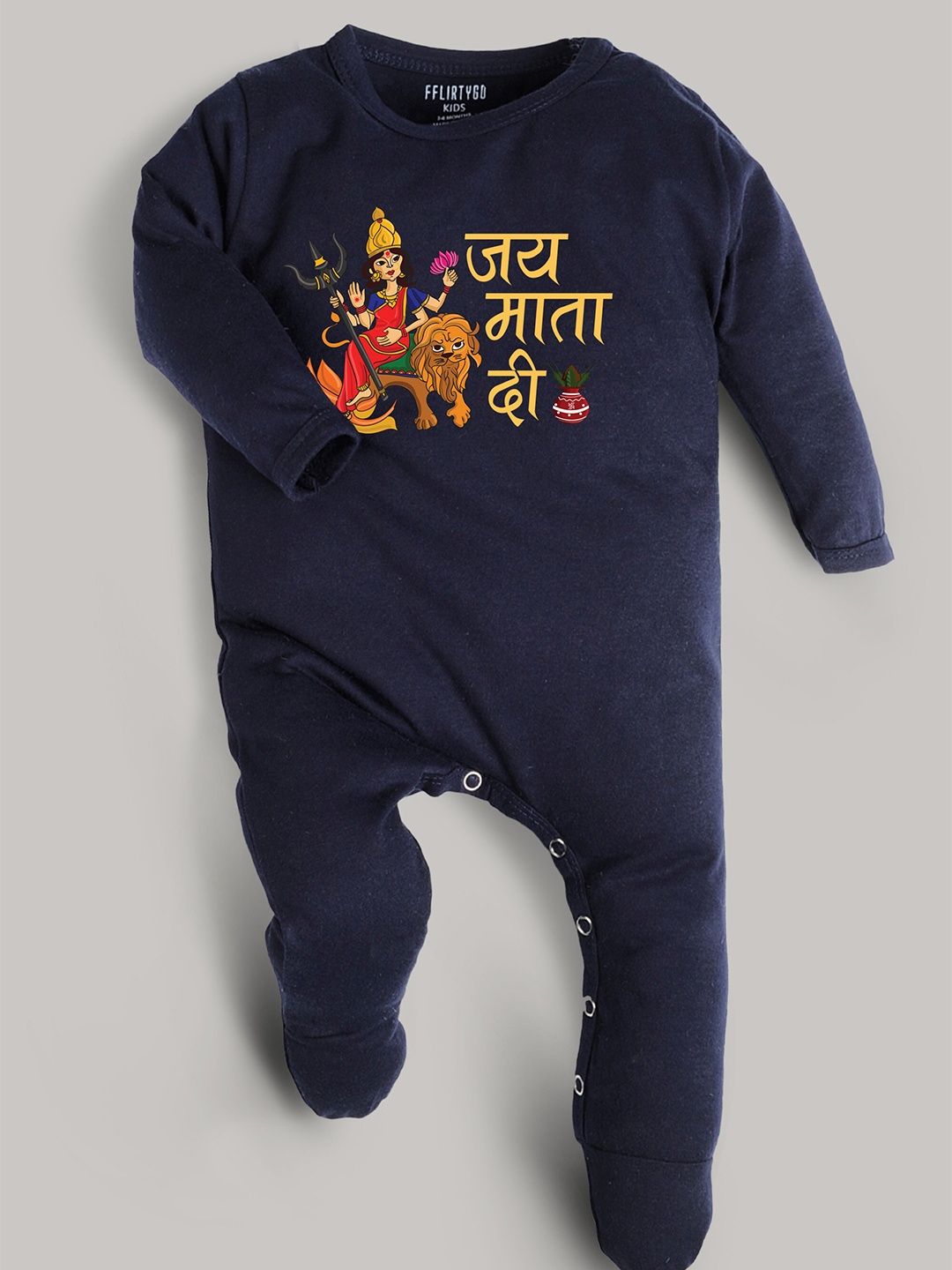

FFLIRTYGO Kids Navy Blue & Red Printed Pure Cotton Basic Jumpsuit