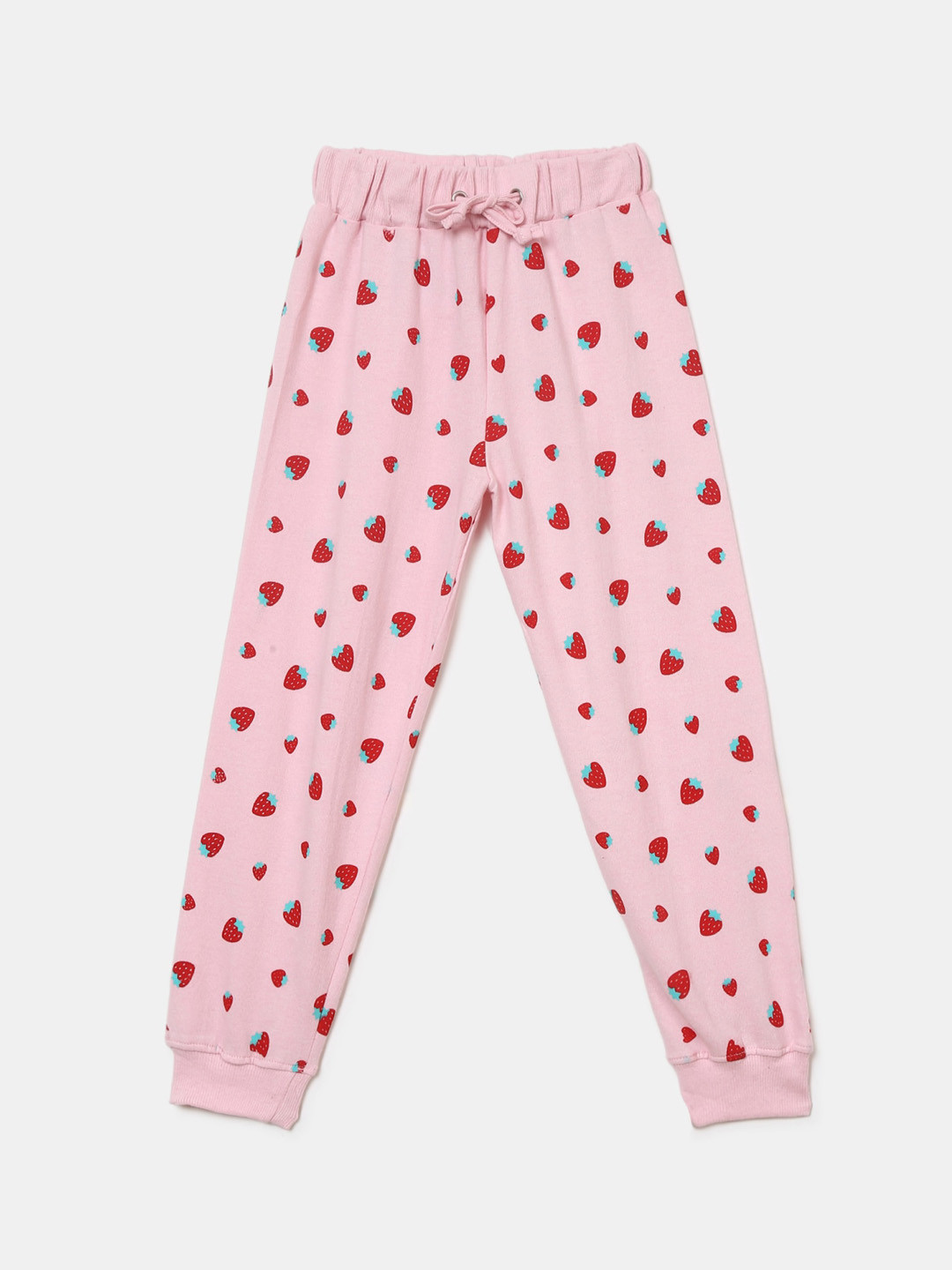 

V-Mart Girls Pink & Red Printed Cotton Lounge Pants