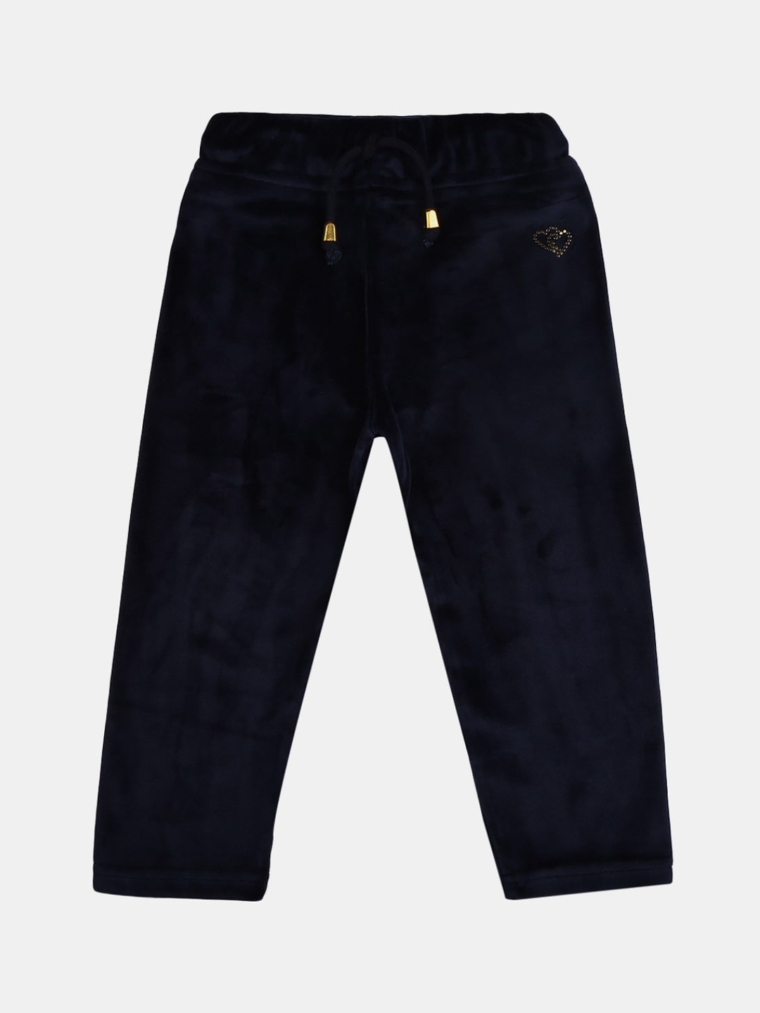 

V-Mart Girls Navy Blue Solid Velvet Lounge Pants