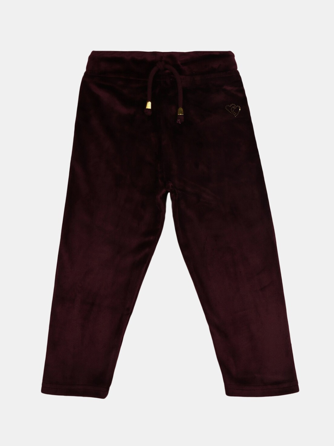 

V-Mart Girls Maroon Solid Velvet Mid-Rise Lounge Pants