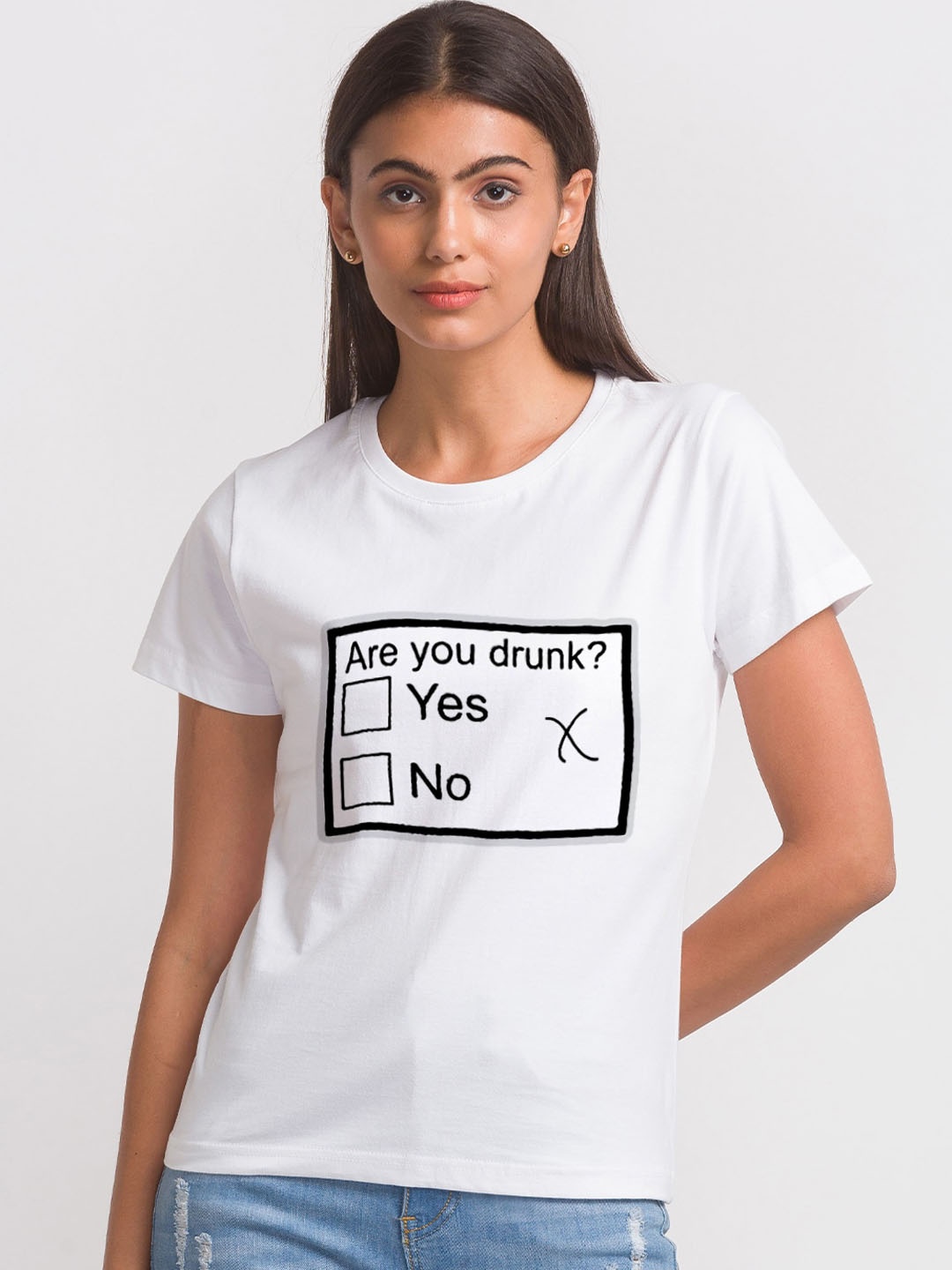 

FashionRack Women White & Black Printed Cotton Lounge Tshirts