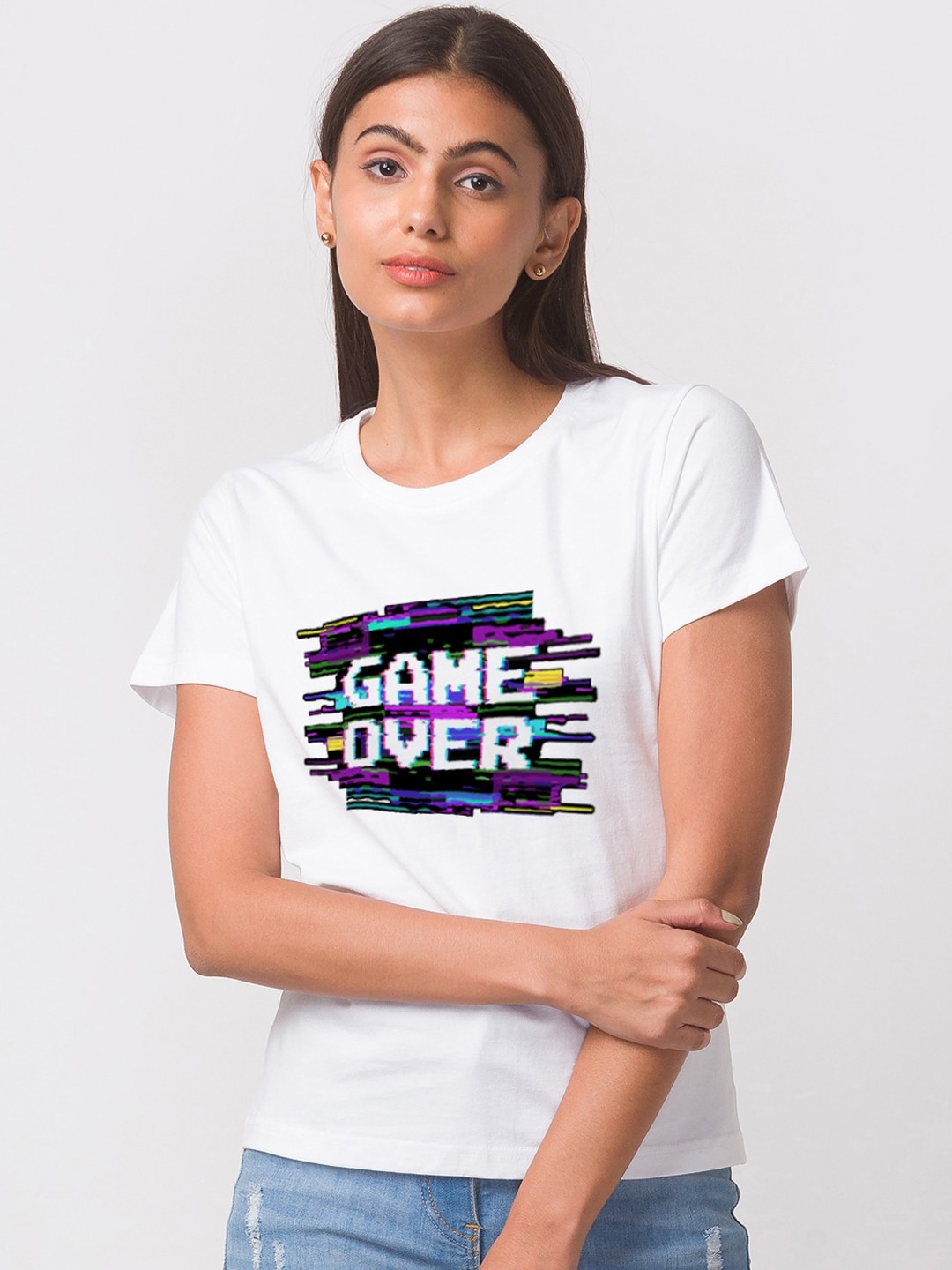 

FashionRack Women White Graphic Printed Cotton Lounge T-shirts