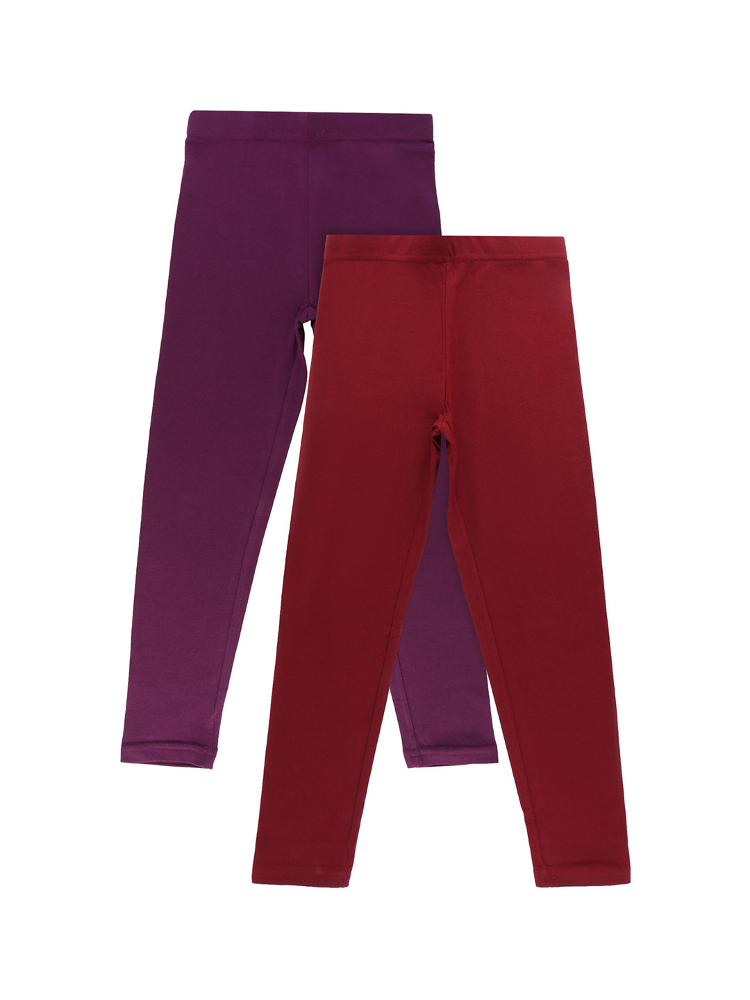 

Bodycare Kids Girls Pack Of 2 Solid Cotton Leggings, Purple