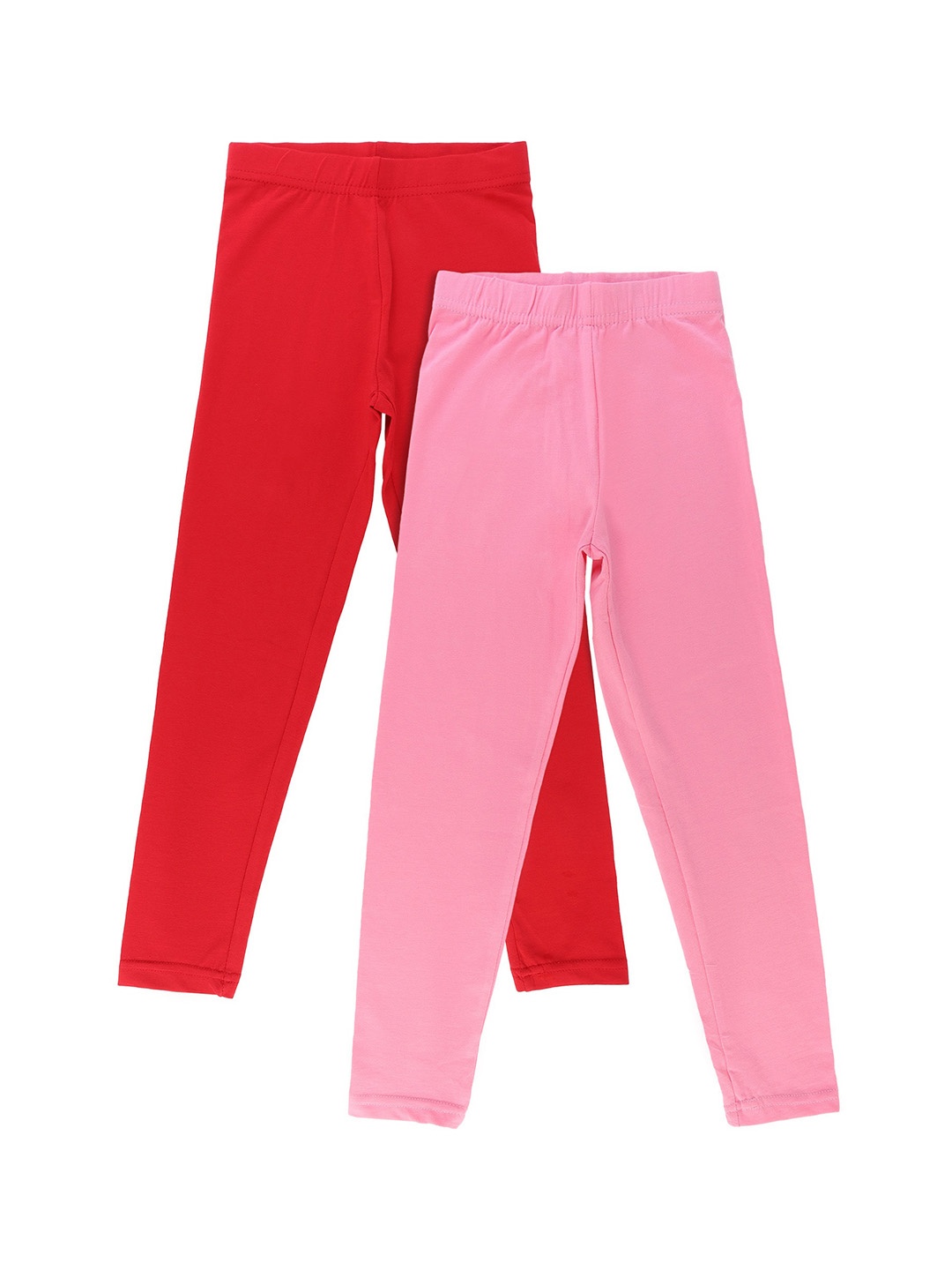 

Bodycare Kids Girls Pack Of 2 Pink And Red Solid Cotton Leggings