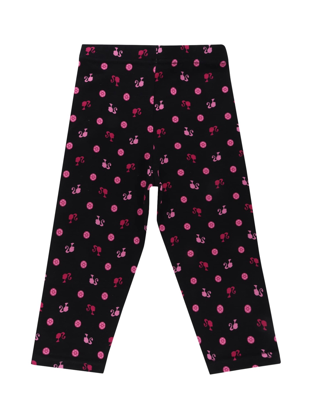 

Bodycare Kids Girls Black & Pink Printed Cotton Leggings