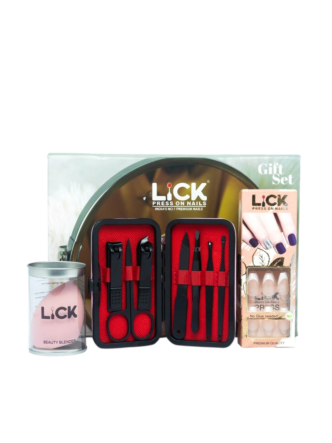 

LICK Press on Nails, Beauty Blender & Manicure Pedicure Kit, Multi