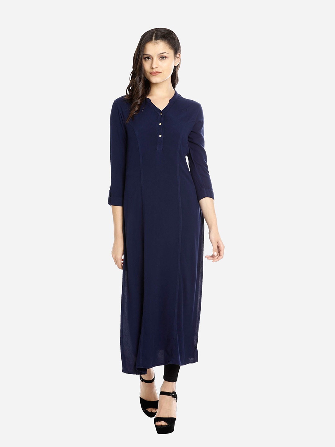 

IDENTITI Women Blue Solid Straight Kurta