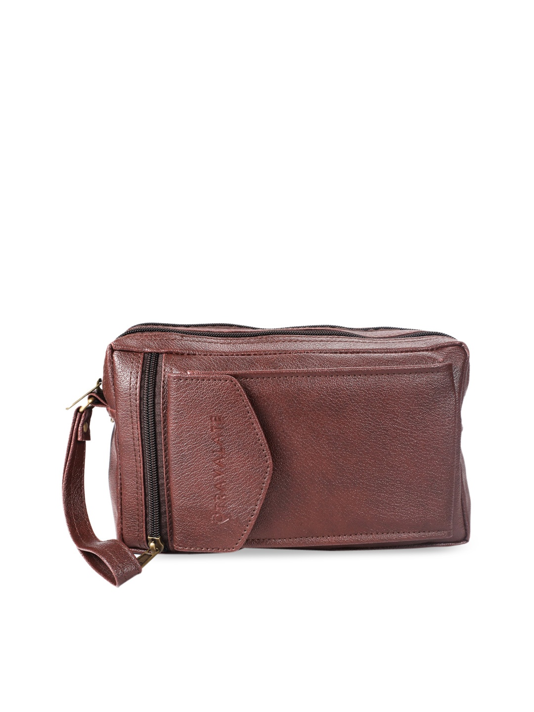 

TRAVALATE Brown Solid Leather Pouch Holder