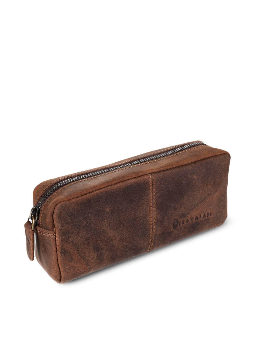 

TRAVALATE Brown Solid Leather Pouch