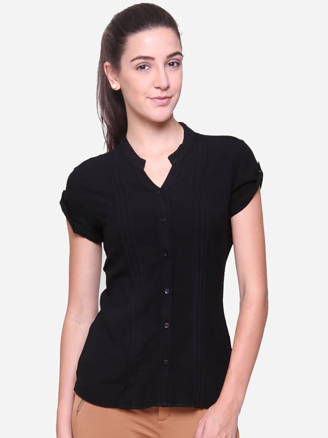 

IDENTITI Women Black Standard Slim Fit Casual Shirt