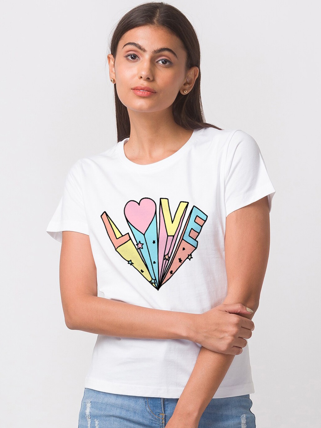 

FashionRack Women White Printed Cotton Lounge Tshirts