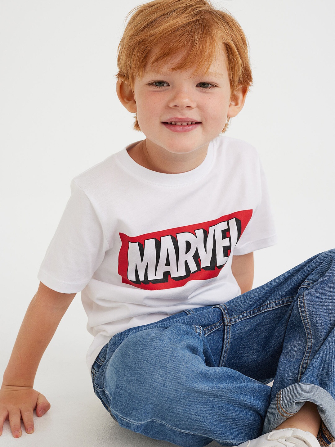 

H&M Boys Marvel Cotton 2-Pack Printed T-Shirts, White