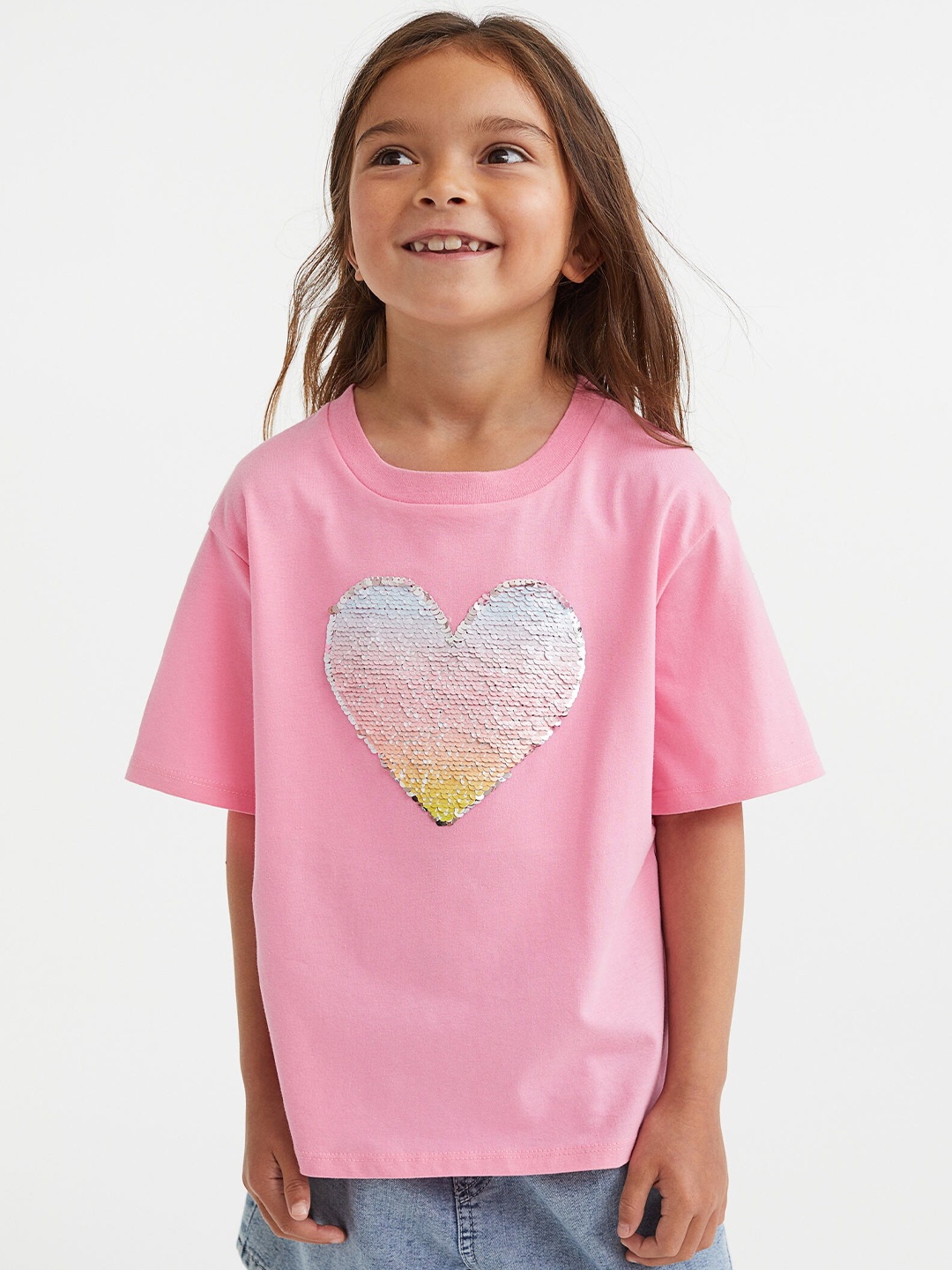 

H&M Pink Reversible Sequin-Motif T-Shirt