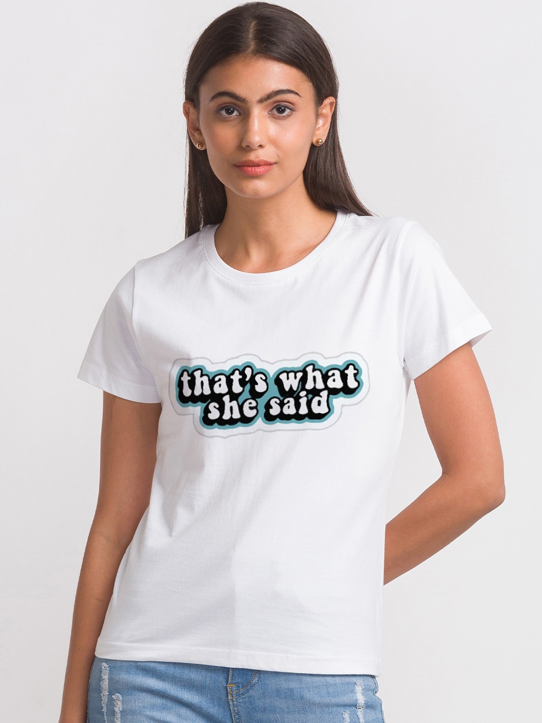 

FashionRack Women White Printed Cotton Lounge T-shirts