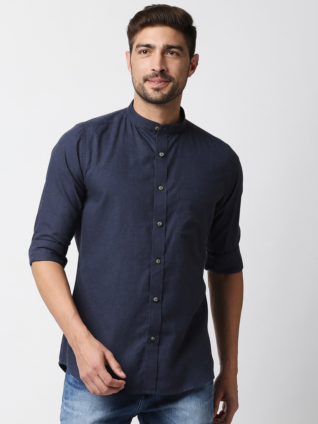 

EVOQ Men Pure cotton Blue Standard Casual Shirt